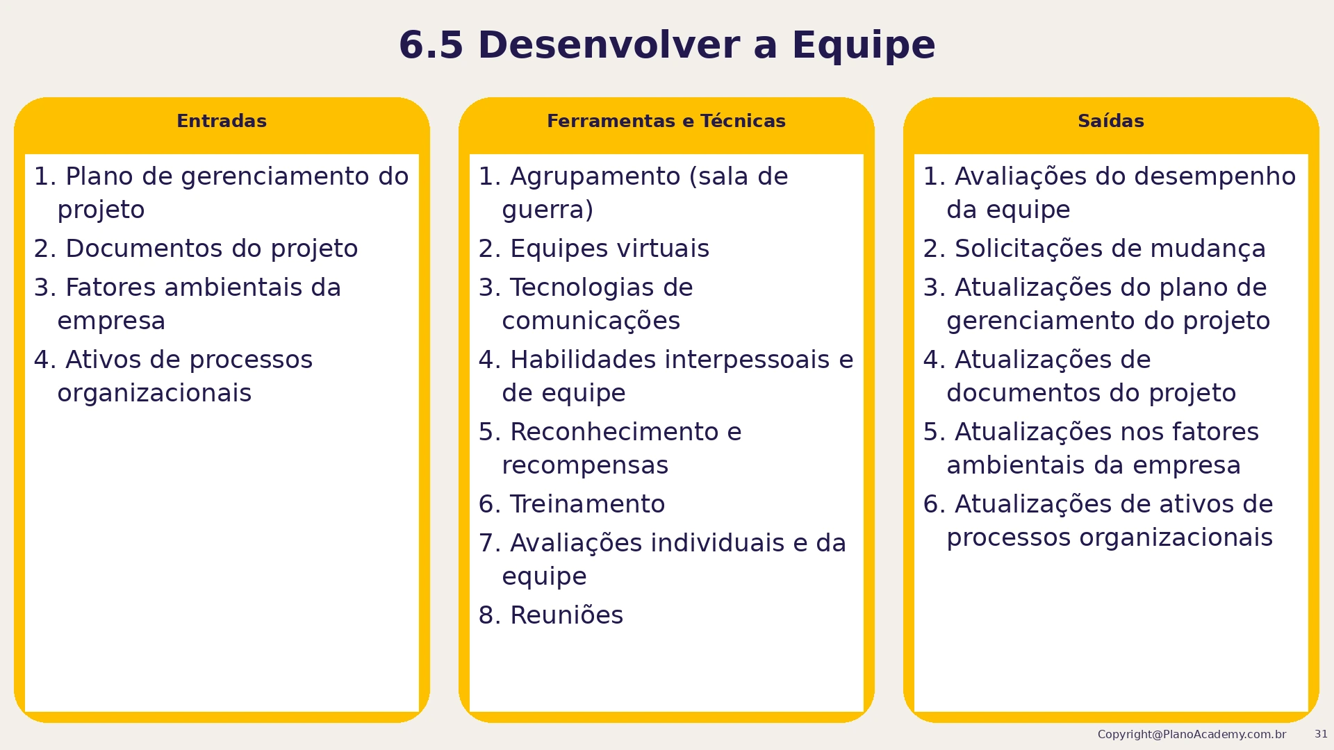 6.5 Desenvolver a equipe