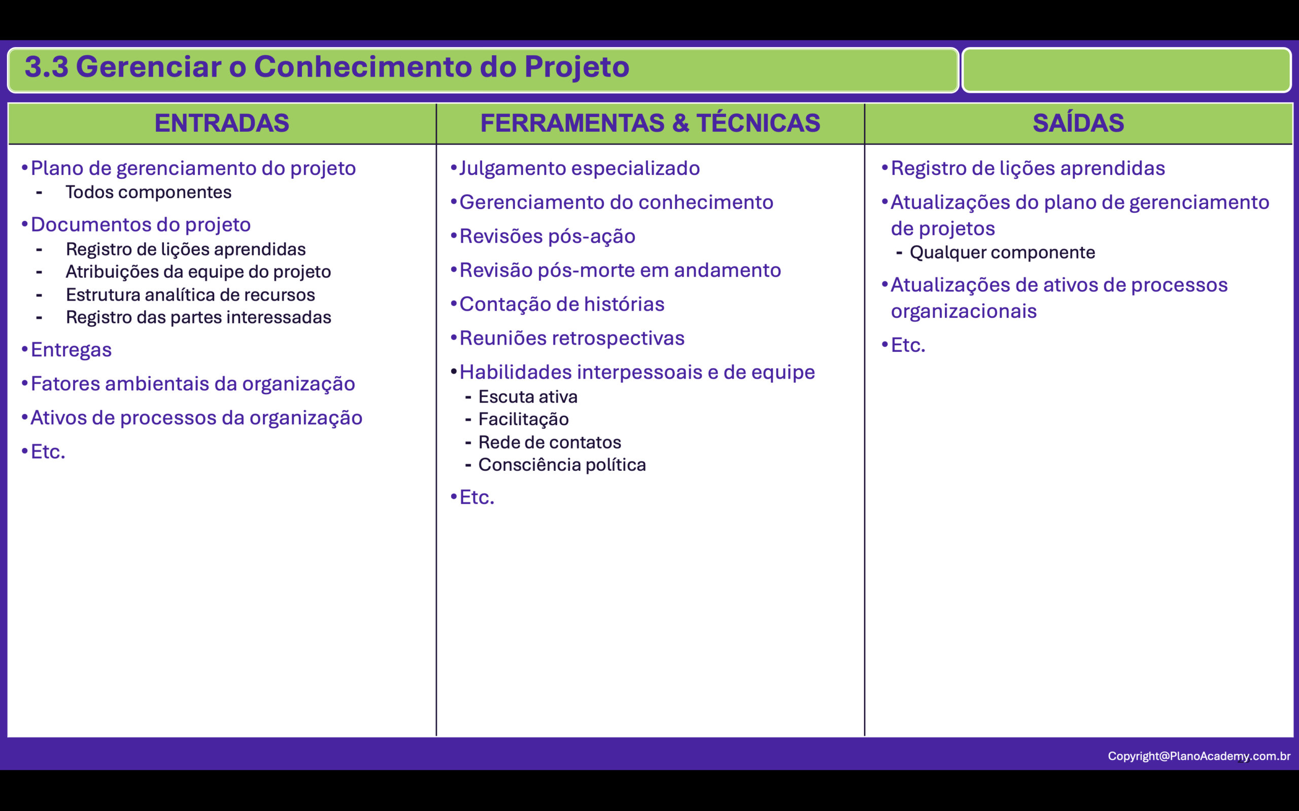 3.3. Gerenciar o Conhecimento do Projeto